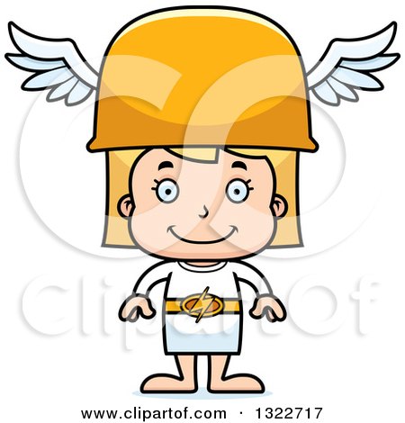 Clipart of a Cartoon Happy Blond White Hermes Girl - Royalty Free Vector Illustration by Cory Thoman