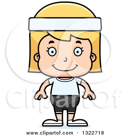 Clipart of a Cartoon Happy Blond White Fitness Girl - Royalty Free Vector Illustration by Cory Thoman
