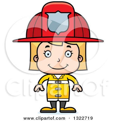 Clipart of a Cartoon Happy Blond White Girl Firefighter - Royalty Free Vector Illustration by Cory Thoman