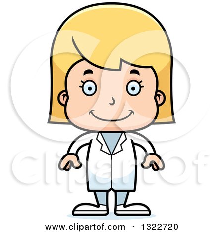 Clipart of a Cartoon Happy Blond White Girl Doctor - Royalty Free Vector Illustration by Cory Thoman