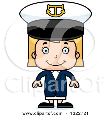 Clipart of a Cartoon Happy Blond White Girl Captain - Royalty Free Vector Illustration by Cory Thoman