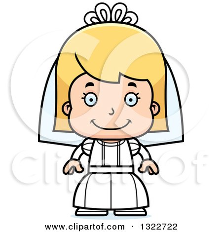 Clipart of a Cartoon Happy Blond White Girl Bride - Royalty Free Vector Illustration by Cory Thoman
