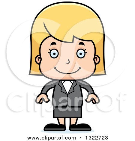 Clipart of a Cartoon Happy Blond White Business Girl - Royalty Free Vector Illustration by Cory Thoman