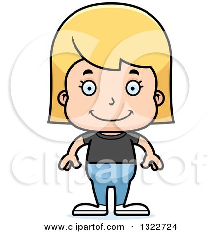 Clipart of a Cartoon Happy Blond White Casual Girl - Royalty Free Vector Illustration by Cory Thoman