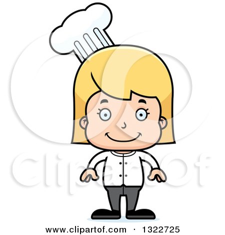 Clipart of a Cartoon Happy Blond White Girl Chef - Royalty Free Vector Illustration by Cory Thoman