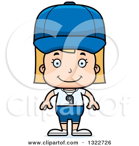 Clipart of a Cartoon Happy Blond White Girl Sports Coach - Royalty Free Vector Illustration by Cory Thoman
