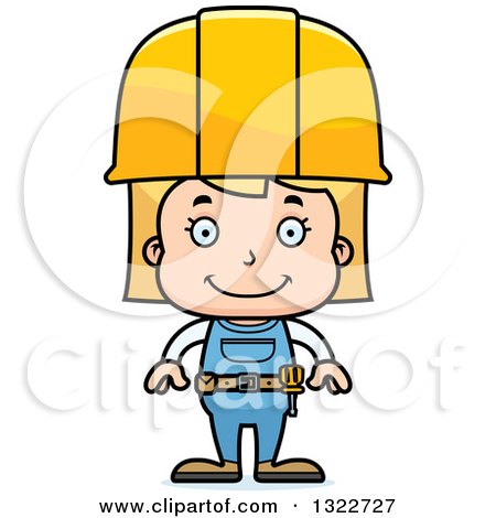Clipart of a Cartoon Happy Blond White Girl Construction Worker - Royalty Free Vector Illustration by Cory Thoman