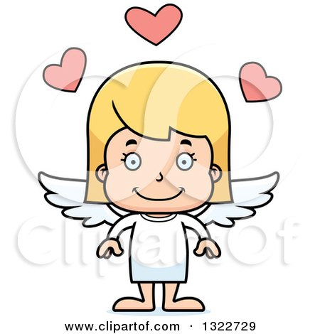 Clipart of a Cartoon Happy Blond White Girl Cupid - Royalty Free Vector Illustration by Cory Thoman