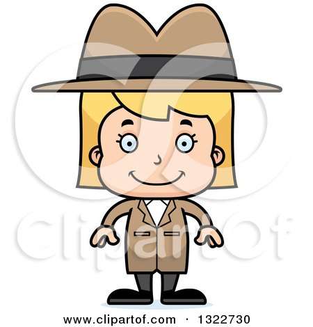 Clipart of a Cartoon Happy Blond White Girl Detective - Royalty Free Vector Illustration by Cory Thoman