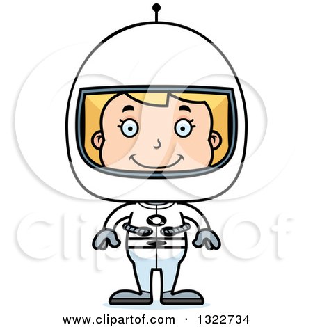 Clipart of a Cartoon Happy Blond White Girl Astronaut - Royalty Free Vector Illustration by Cory Thoman