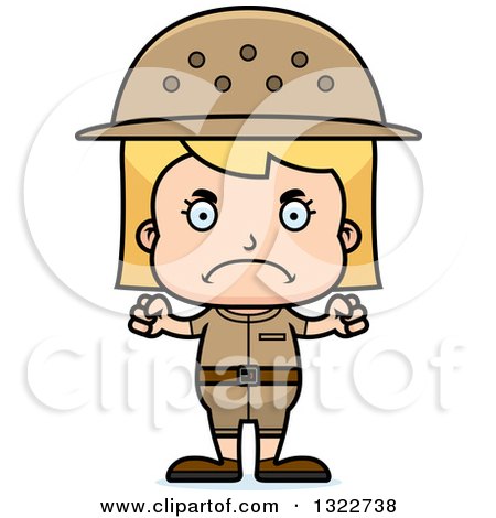 Clipart of a Cartoon Mad Blond White Girl Zookeeper - Royalty Free Vector Illustration by Cory Thoman