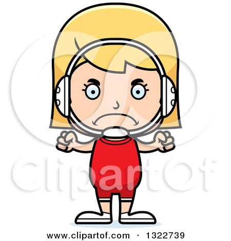 Clipart of a Cartoon Mad Blond White Girl Wrestler - Royalty Free Vector Illustration by Cory Thoman