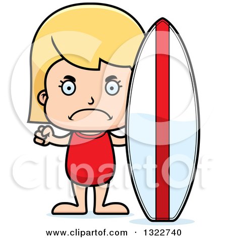 Clipart of a Cartoon Mad Blond White Surfer Girl - Royalty Free Vector Illustration by Cory Thoman