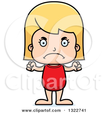 Clipart of a Cartoon Mad Blond White Girl Swimmer - Royalty Free Vector Illustration by Cory Thoman