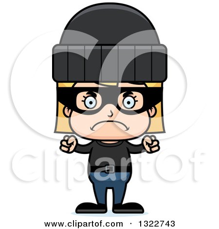 Clipart of a Cartoon Mad Blond White Girl Robber - Royalty Free Vector Illustration by Cory Thoman