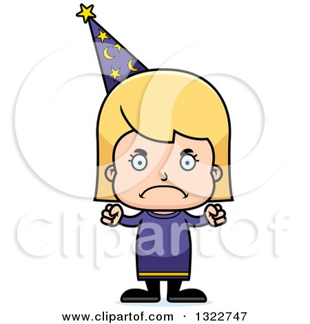 Clipart of a Cartoon Mad Blond White Girl Wizard - Royalty Free Vector Illustration by Cory Thoman