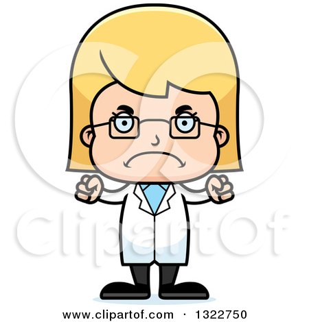 Clipart of a Cartoon Mad Blond White Girl Scientist - Royalty Free Vector Illustration by Cory Thoman
