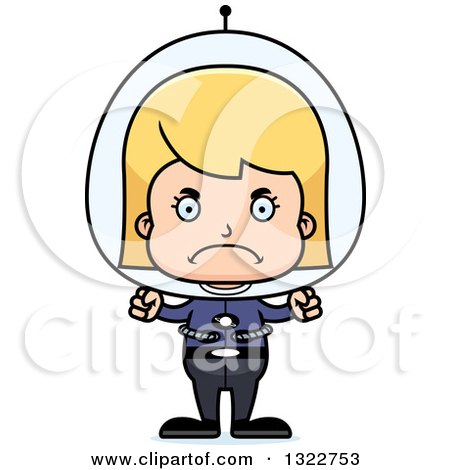 Clipart of a Cartoon Mad Blond White Futuristic Space Girl - Royalty Free Vector Illustration by Cory Thoman
