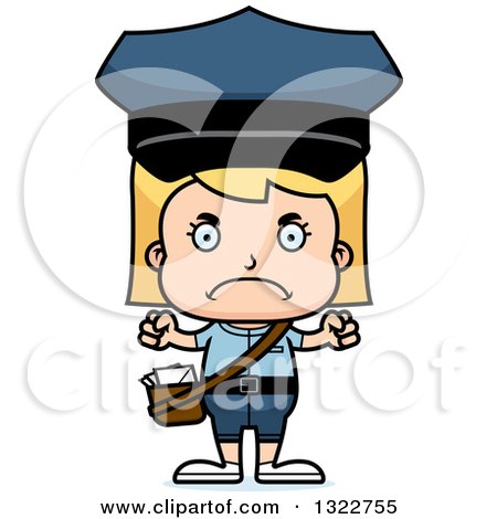 Clipart of a Cartoon Mad Blond White Girl Mailman - Royalty Free Vector Illustration by Cory Thoman