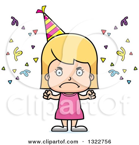 Clipart of a Cartoon Mad Blond White Party Girl - Royalty Free Vector Illustration by Cory Thoman