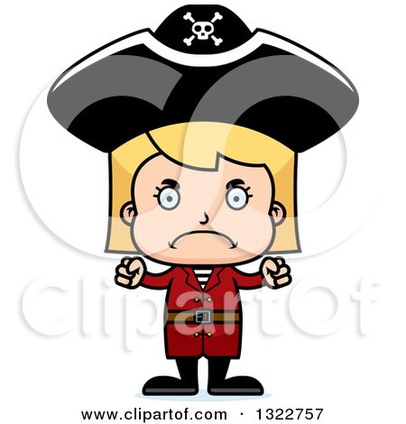 Clipart of a Cartoon Mad Blond White Pirate Girl - Royalty Free Vector Illustration by Cory Thoman
