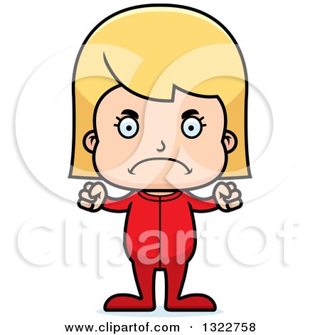Clipart of a Cartoon Mad Blond White Girl in Pajamas - Royalty Free Vector Illustration by Cory Thoman