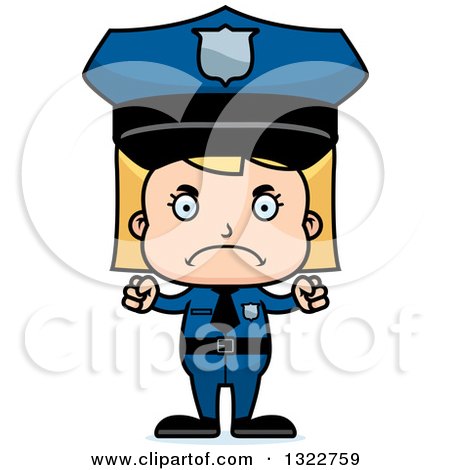 Clipart of a Cartoon Mad Blond White Girl Police Officer - Royalty Free Vector Illustration by Cory Thoman