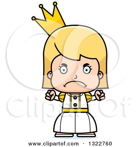 Clipart of a Cartoon Mad Blond White Girl Princess - Royalty Free Vector Illustration by Cory Thoman