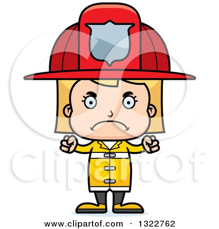 Clipart of a Cartoon Mad Blond White Girl Firefighter - Royalty Free Vector Illustration by Cory Thoman