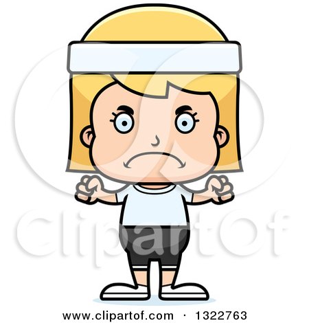 Clipart of a Cartoon Mad Blond White Fitness Girl - Royalty Free Vector Illustration by Cory Thoman