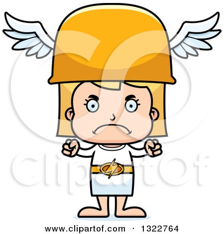 Clipart of a Cartoon Mad Blond White Hermes Girl - Royalty Free Vector Illustration by Cory Thoman