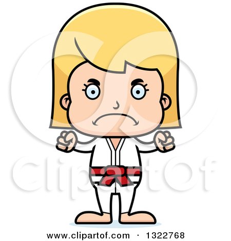 Clipart of a Cartoon Mad Blond White Karate Girl - Royalty Free Vector Illustration by Cory Thoman