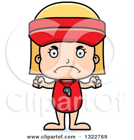 Clipart of a Cartoon Mad Blond White Girl Lifeguard - Royalty Free Vector Illustration by Cory Thoman