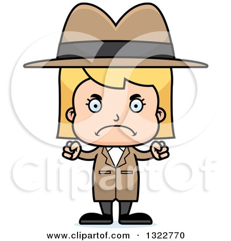 Clipart of a Cartoon Mad Blond White Girl Detective - Royalty Free Vector Illustration by Cory Thoman