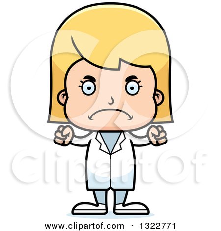 Clipart of a Cartoon Mad Blond White Girl Doctor - Royalty Free Vector Illustration by Cory Thoman