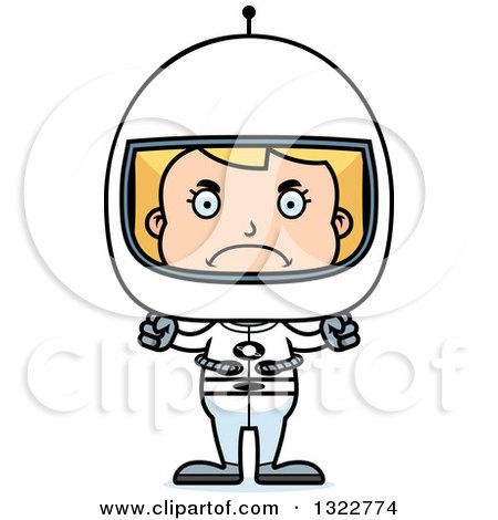 Clipart of a Cartoon Mad Blond White Girl Astronaut - Royalty Free Vector Illustration by Cory Thoman