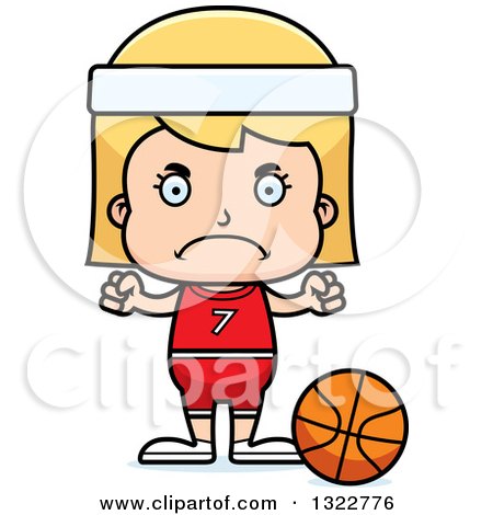 Clipart of a Cartoon Mad Blond White Girl Basketball Player - Royalty Free Vector Illustration by Cory Thoman