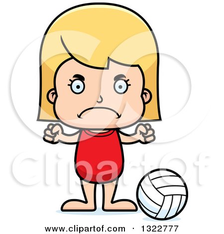 Clipart of a Cartoon Mad Blond White Girl Beach Volleyball Player - Royalty Free Vector Illustration by Cory Thoman