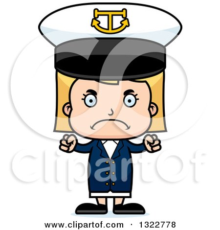 Clipart of a Cartoon Mad Blond White Girl Captain - Royalty Free Vector Illustration by Cory Thoman