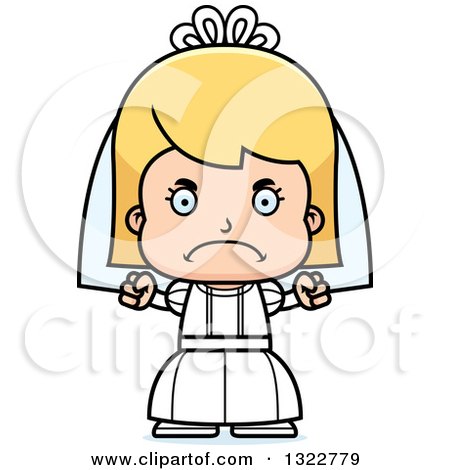 Clipart of a Cartoon Mad Blond White Girl Bride - Royalty Free Vector Illustration by Cory Thoman