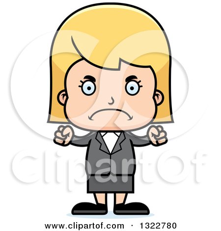 Clipart of a Cartoon Mad Blond White Business Girl - Royalty Free Vector Illustration by Cory Thoman