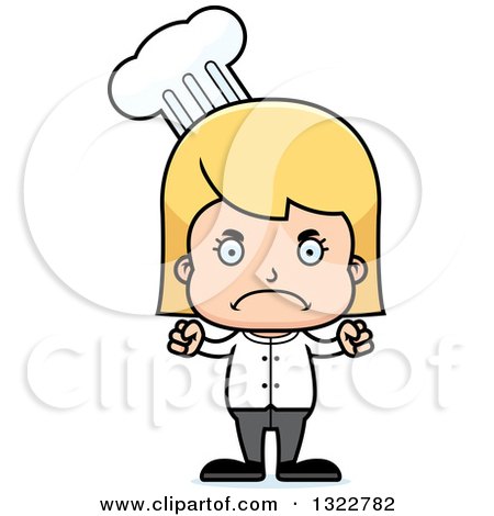 Clipart of a Cartoon Mad Blond White Girl Chef - Royalty Free Vector Illustration by Cory Thoman