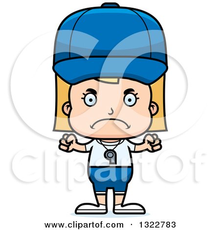 Clipart of a Cartoon Mad Blond White Girl Sports Coach - Royalty Free Vector Illustration by Cory Thoman