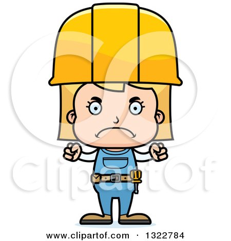 Clipart of a Cartoon Mad Blond White Girl Construction Worker - Royalty Free Vector Illustration by Cory Thoman