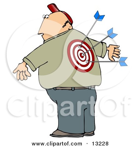 Man With a Bullseye and Arrows in His Back Clipart Illustration by djart