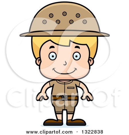 Clipart of a Cartoon Happy Blond White Boy Zookeeper - Royalty Free Vector Illustration by Cory Thoman