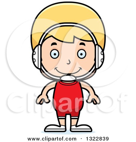 Clipart of a Cartoon Happy Blond White Boy Wrestler - Royalty Free Vector Illustration by Cory Thoman
