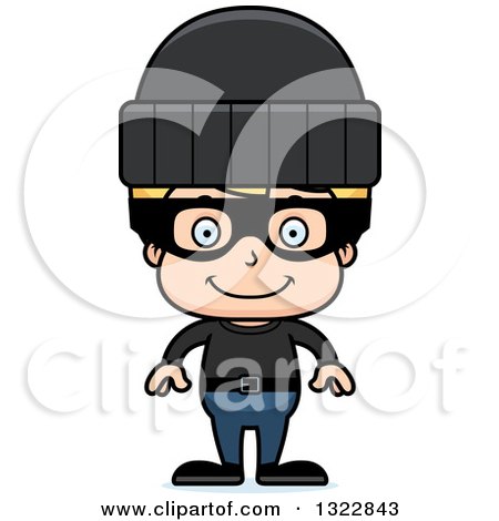 Clipart of a Cartoon Happy Blond White Boy Robber - Royalty Free Vector Illustration by Cory Thoman