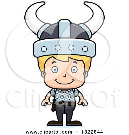 Clipart of a Cartoon Happy Blond White Boy Viking - Royalty Free Vector Illustration by Cory Thoman