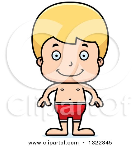 Clipart of a Cartoon Happy Blond White Boy Swimmer - Royalty Free Vector Illustration by Cory Thoman